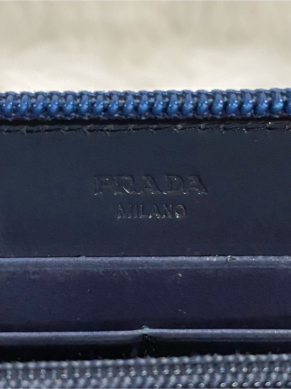 Prada Glossy Smokey Blue Zip Wallet - Picture 8 of 10